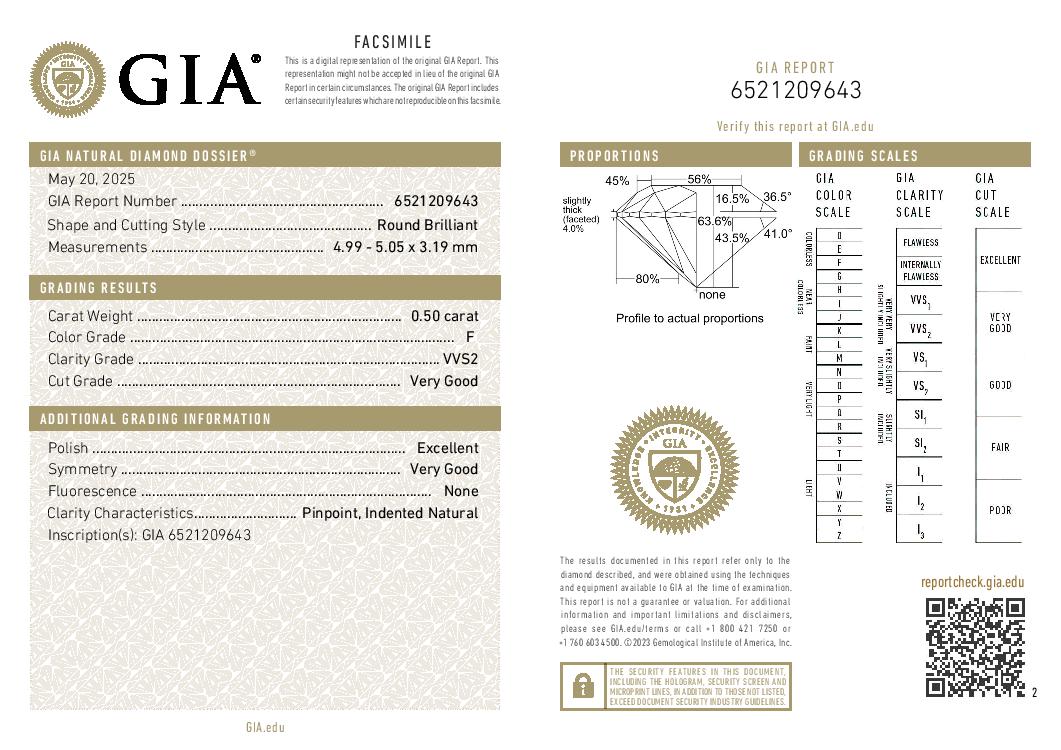 0.50ct, F, VVS2, Mirage Engagement Ring