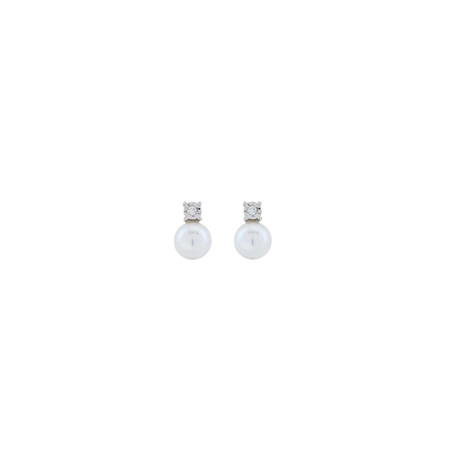 Diamond Top Pearl Earring