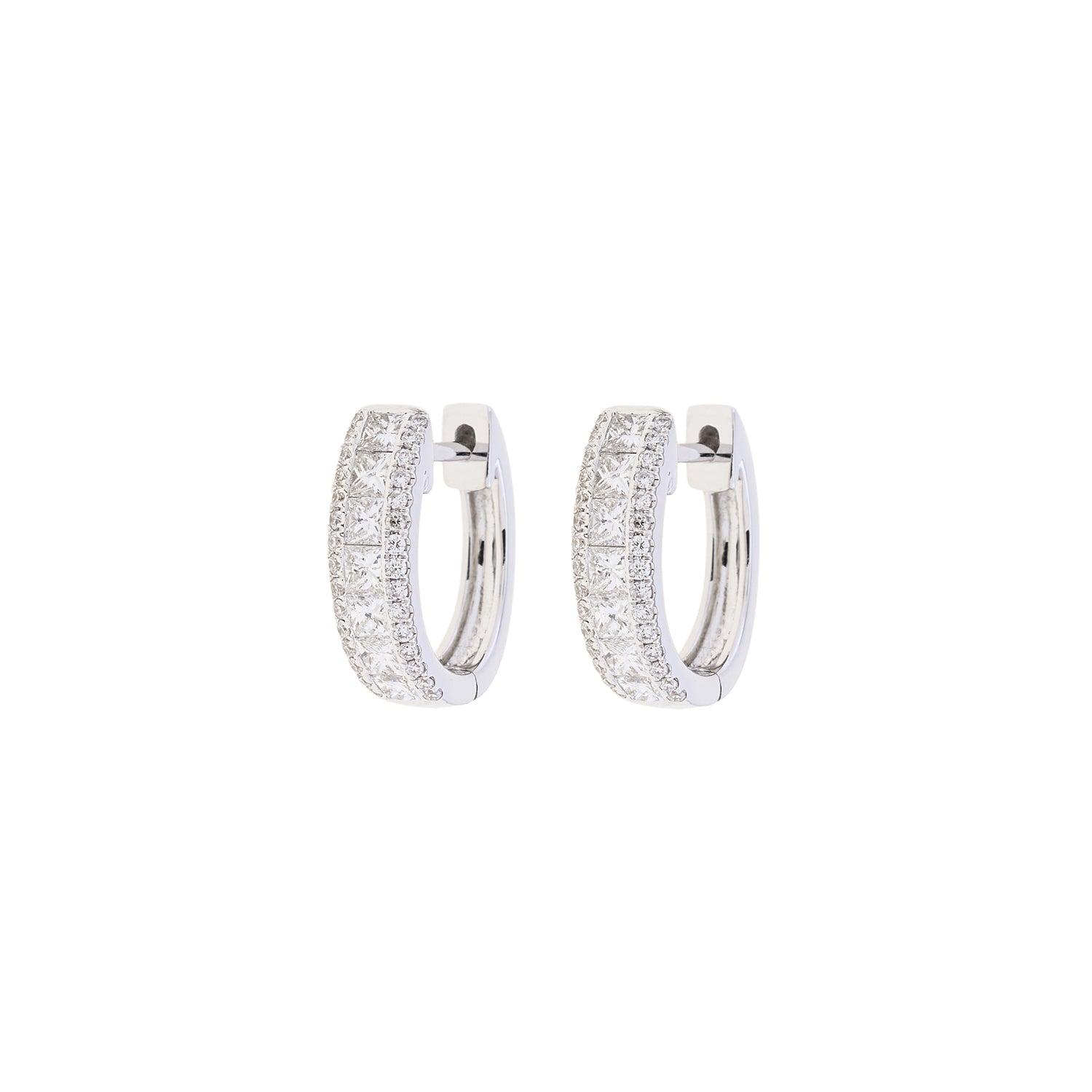 Princess Cut Diamonds Hoop Earrings
