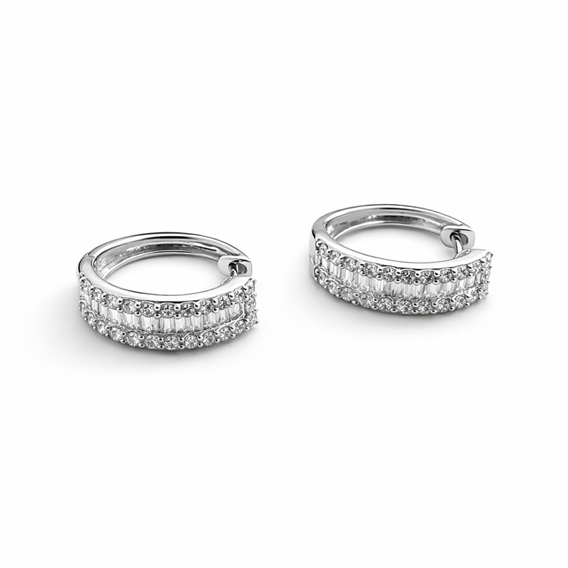 Multi Diamond Hoop Earrings
