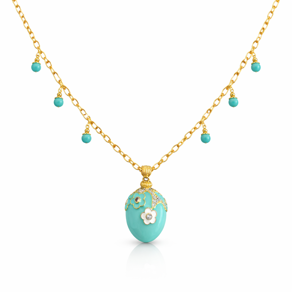 Turquoise Beads Egg Necklace