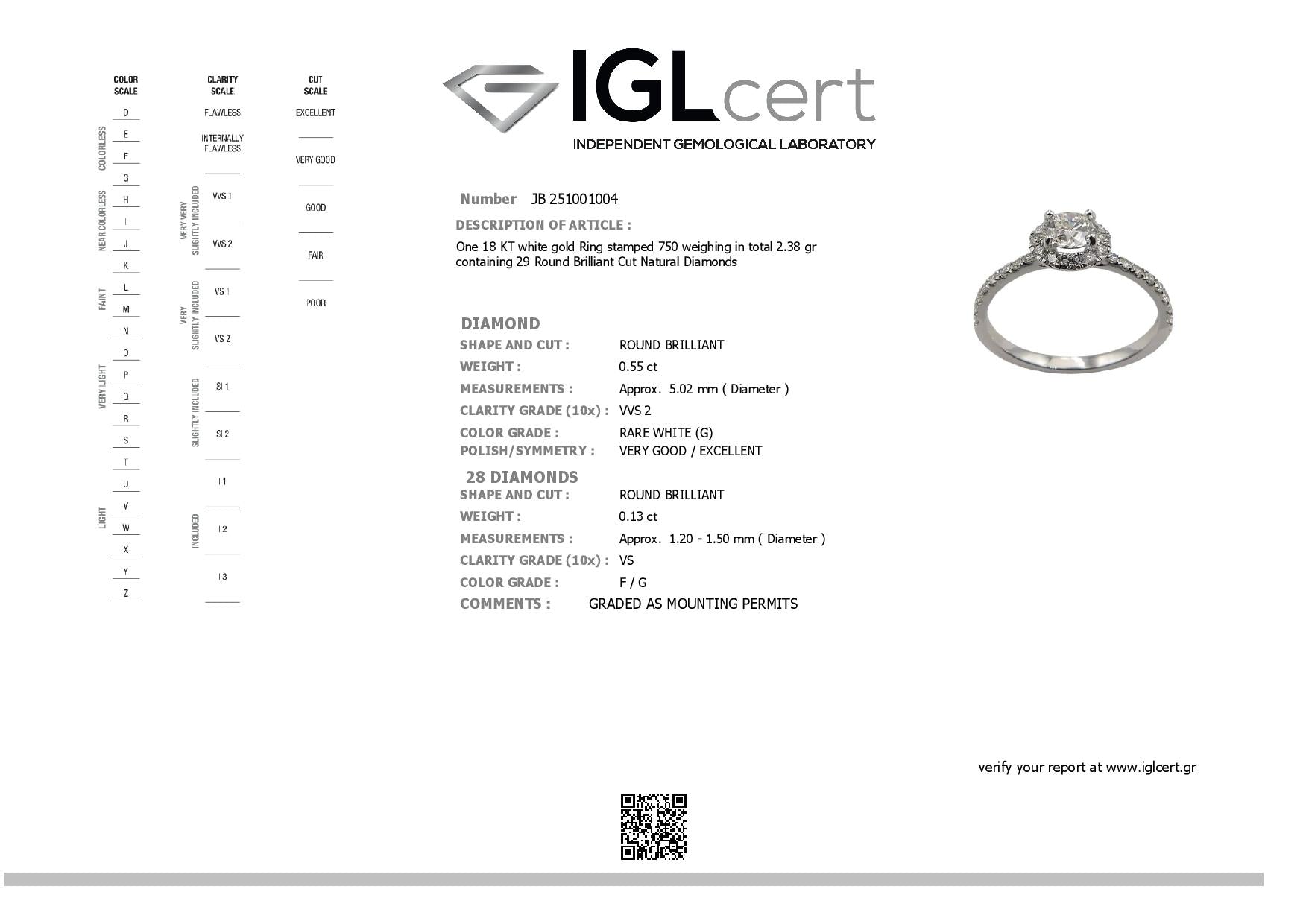 0.55ct, G, VVS2, Mirage Engagement Ring