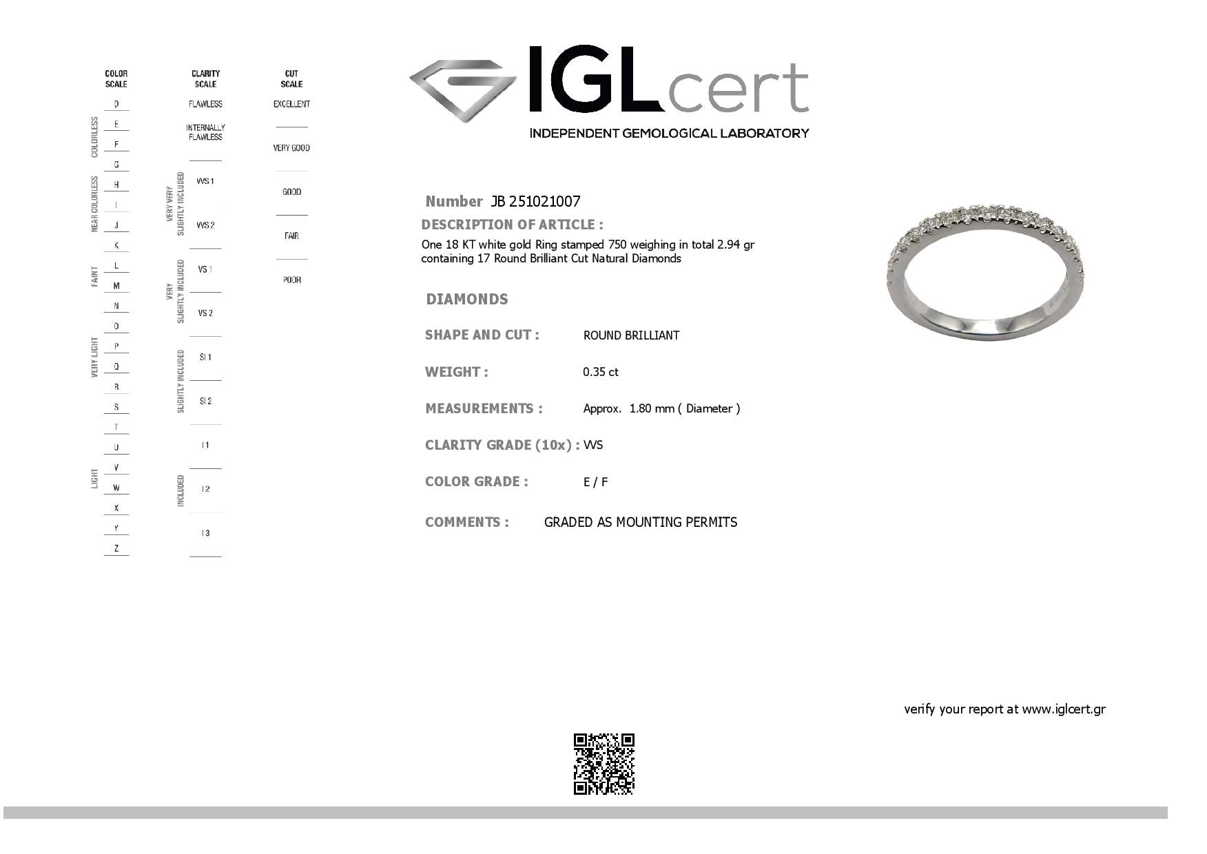 0.35ct, E/F, VVS, Diamond Eternity Ring