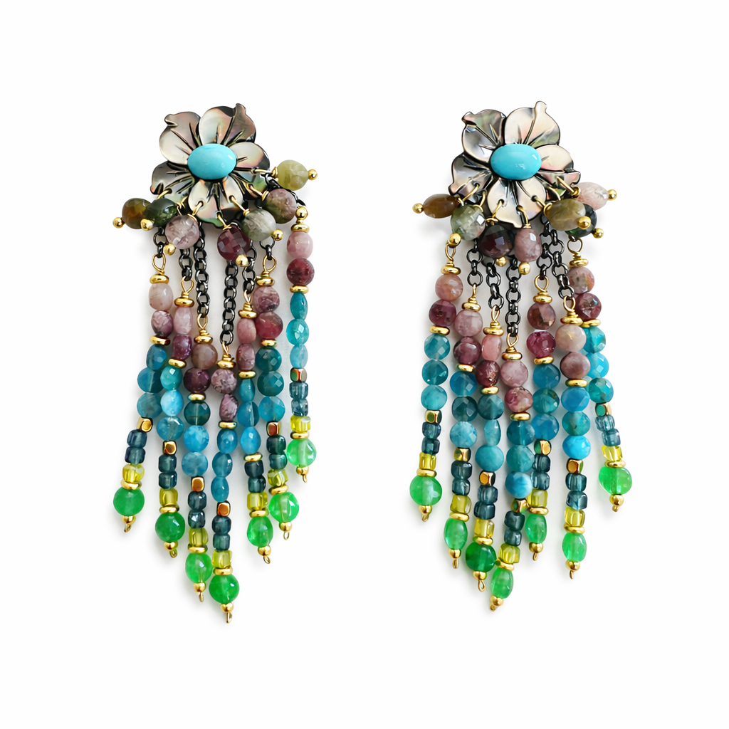 Flow of Beads Flower Earring