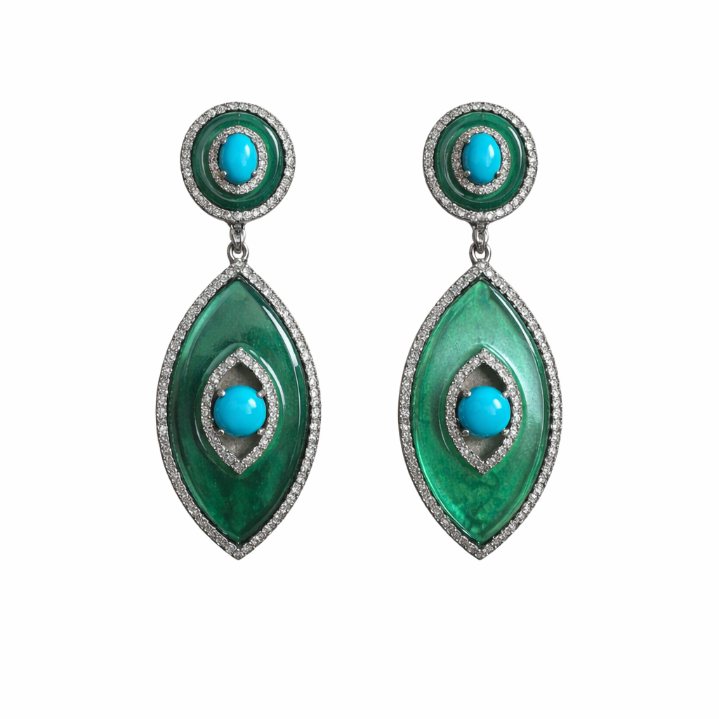 Green Crystal Eye Earrings