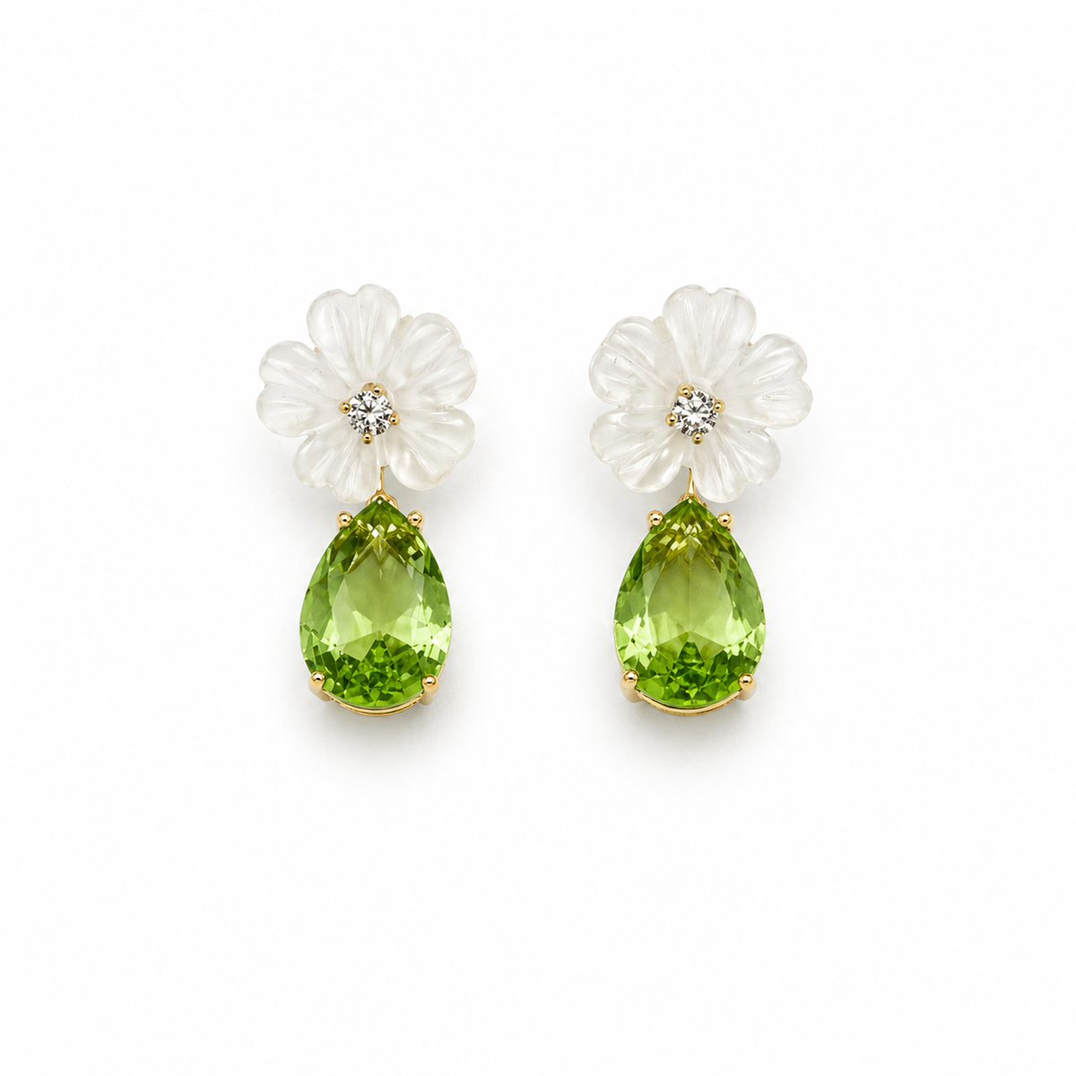 Blooming White Flower Drop Earring