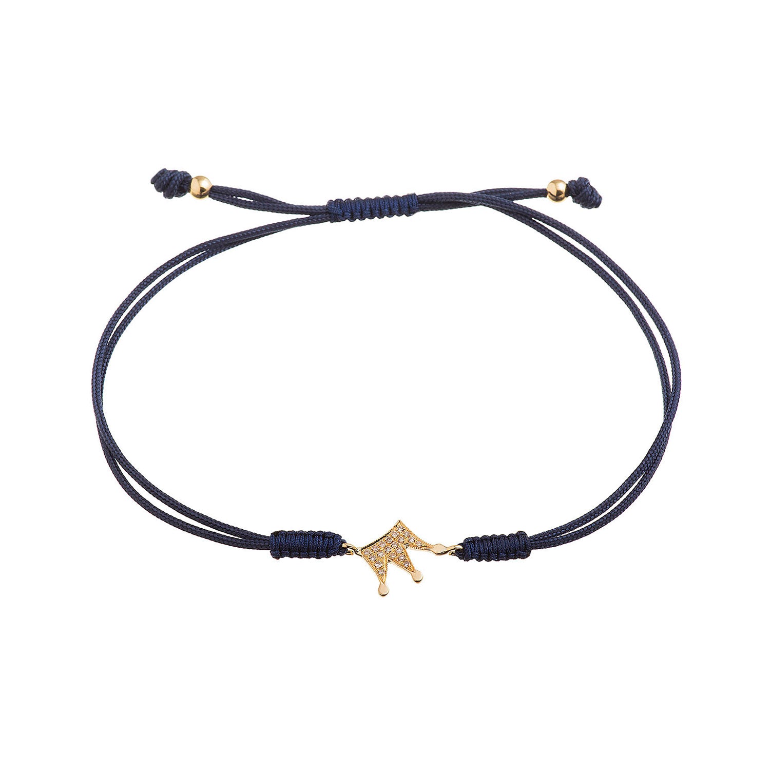 Diamond Crown bracelet. Macrame bracelet. Silk cord bracelet. Crown bracelet.