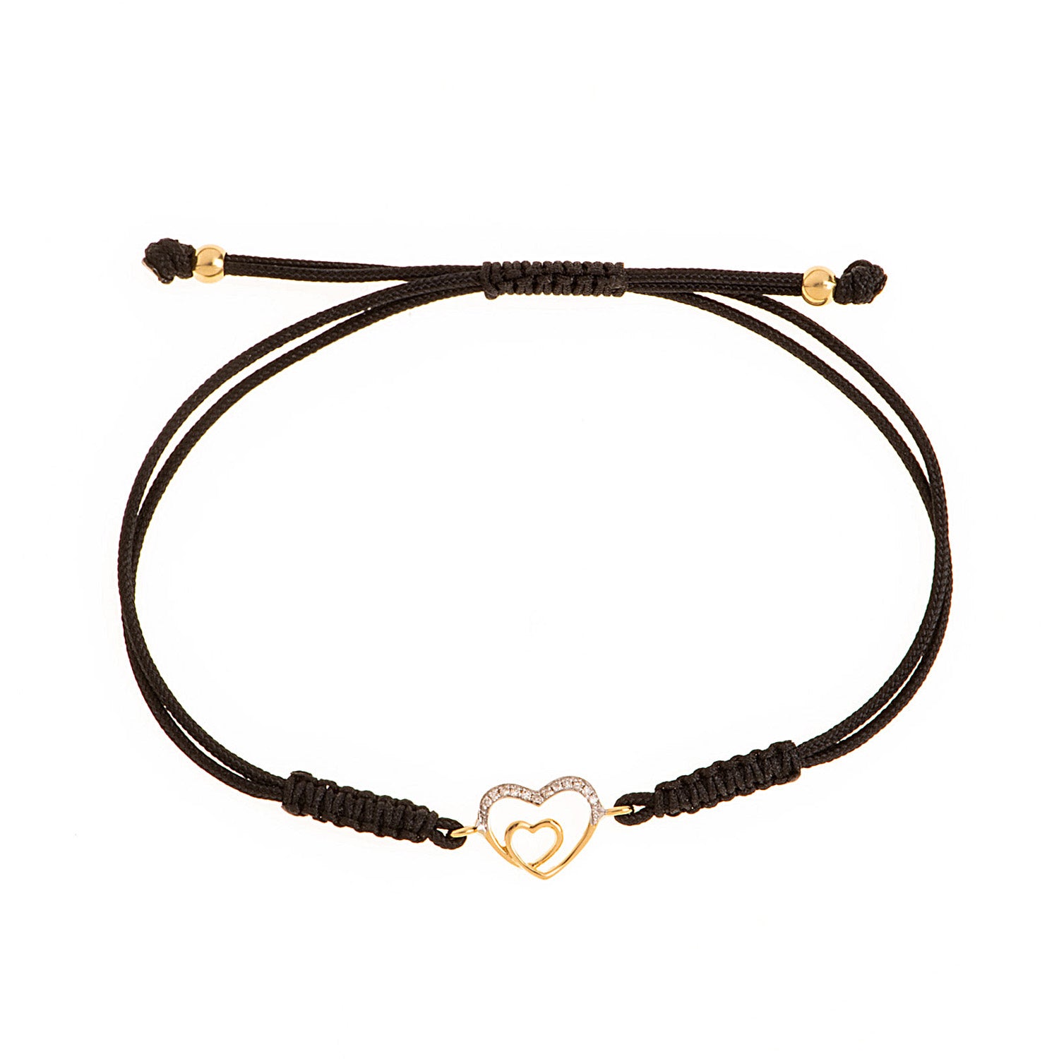 Diamond Heart Bracelet. Cord bracelet