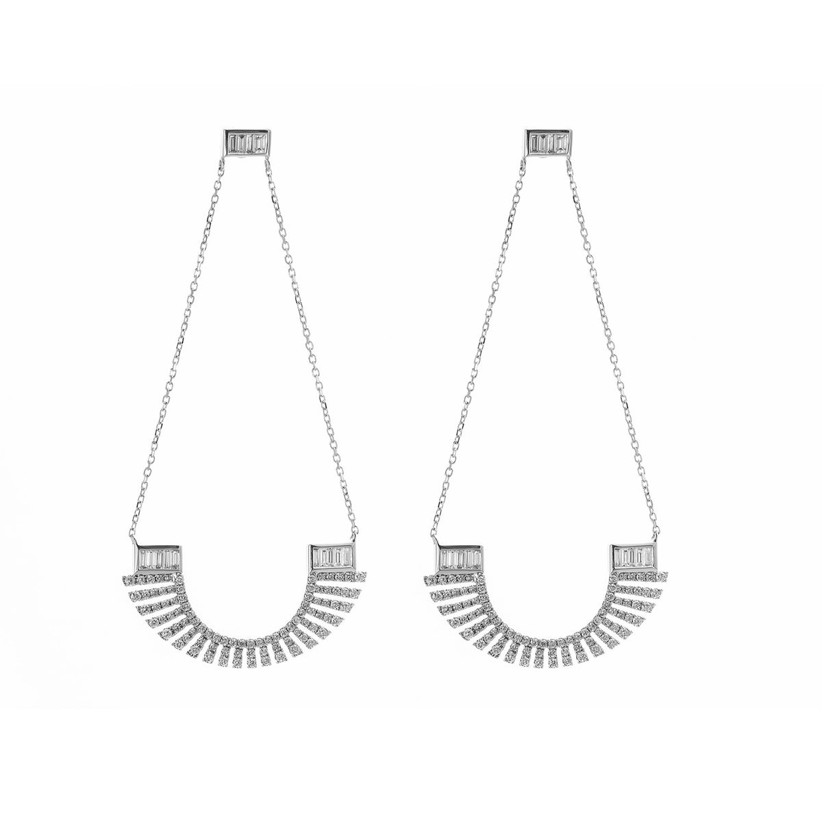 Diamond Earring. White Gold Earring. Chain Earring