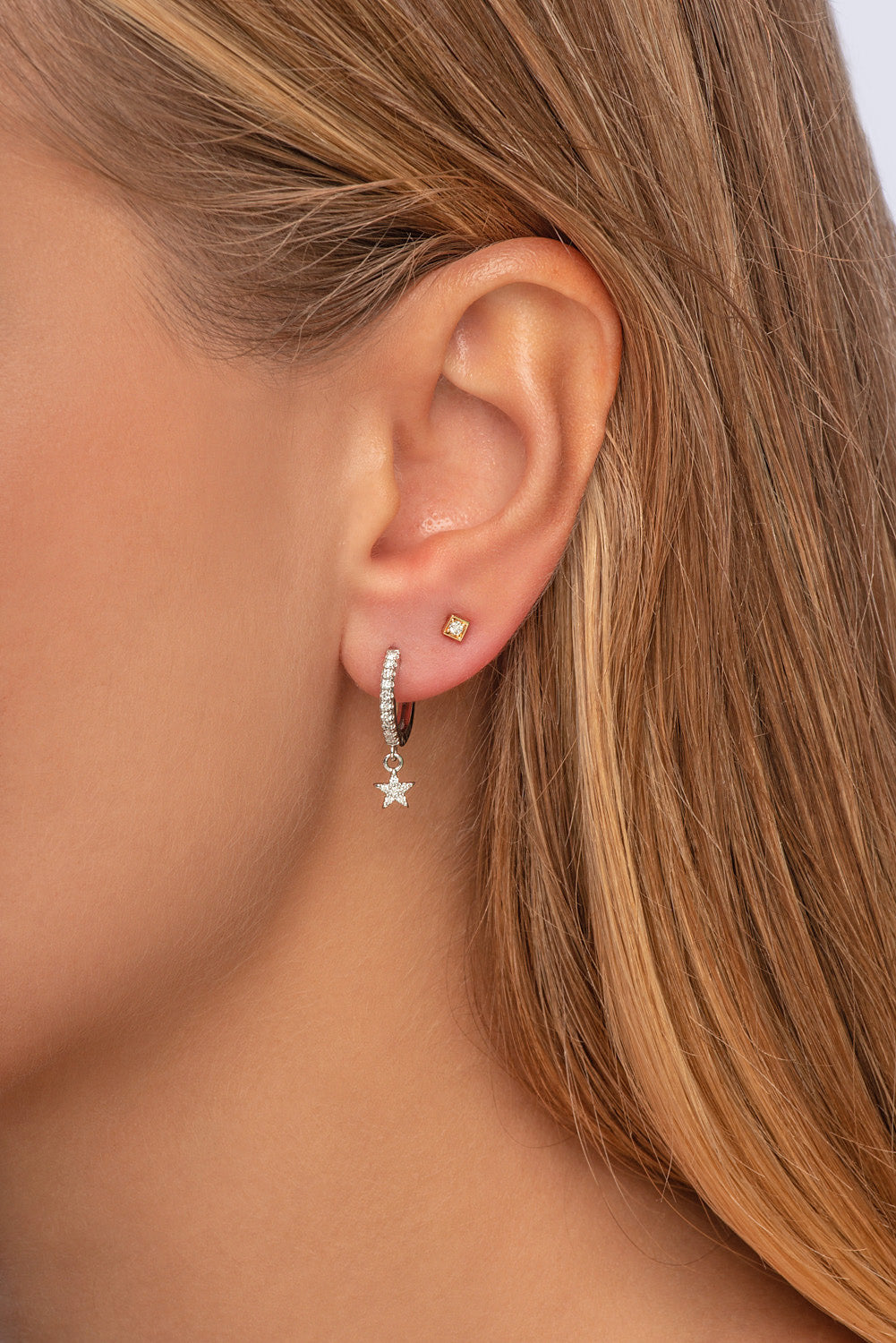 Diamond Star Hoop Earrings