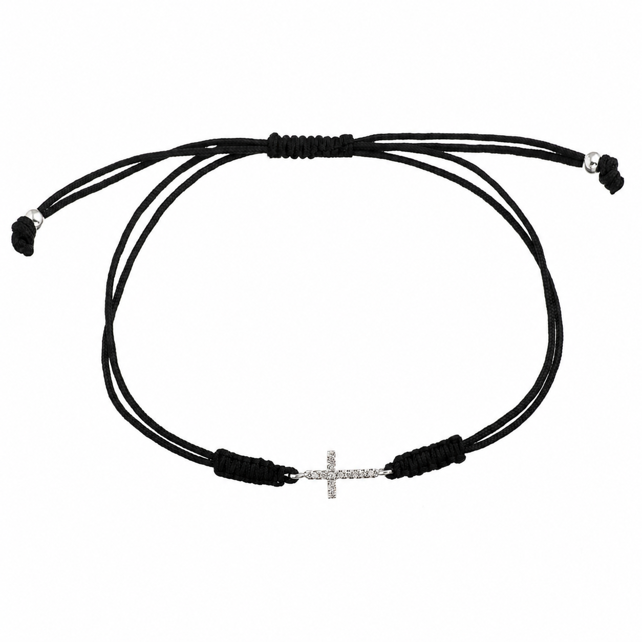 Diamond Cross Cord Bracelet