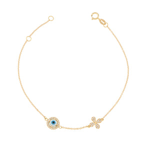 Cross and Evil Eye Bracelet