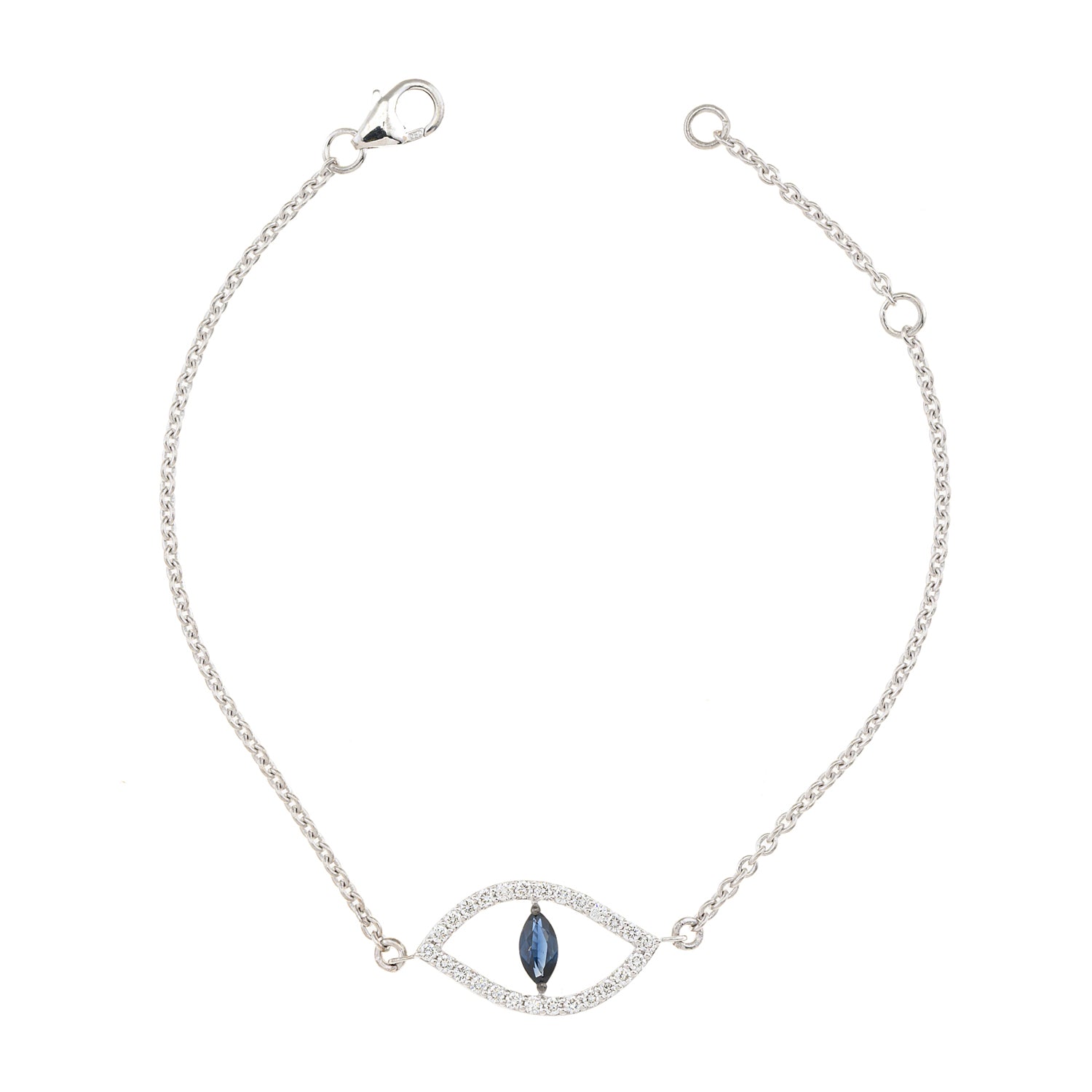 Evil eye bracelet. Diamond evil eye bracelet. Evil eye chain bracelet. Sapphire and diamond eye bracelet. Eye bracelet. Eye jewellery. Anatol jewellery. Χρυσά κοσμήματα. Κόσμημα με μάτι. Βραχιόλι με μάτι. Χρυσό μάτι με μπριγιάν. Ανατολ κοσμήματα.