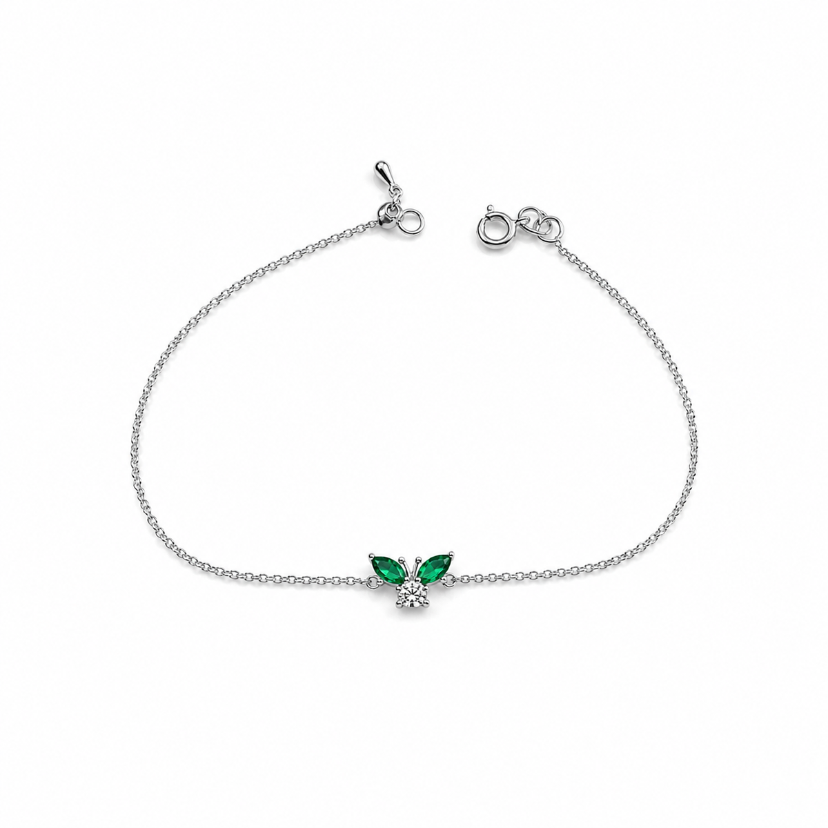 Emerald and Diamond Butterfly Bracelet