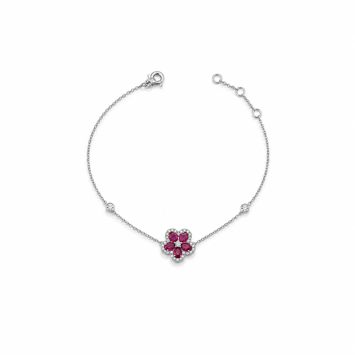 Ruby Flower Bracelet