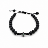 Cross on Onyx Cord Bracelet