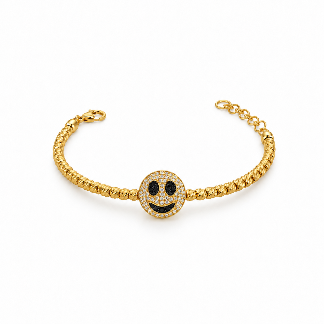 Sapphire and Diamond Smiley Face Beaded Bracelet