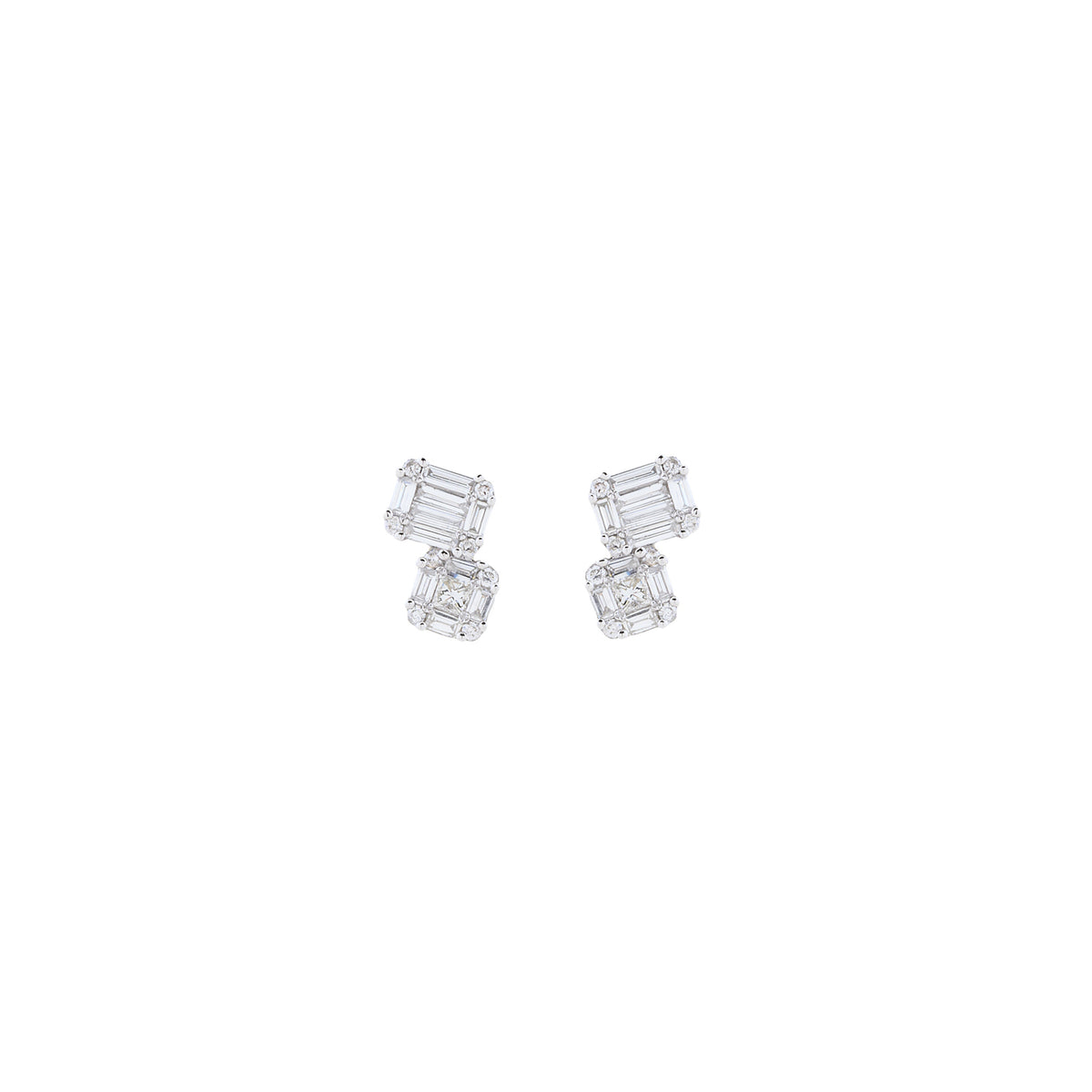 Double Diamond Stud Earrings