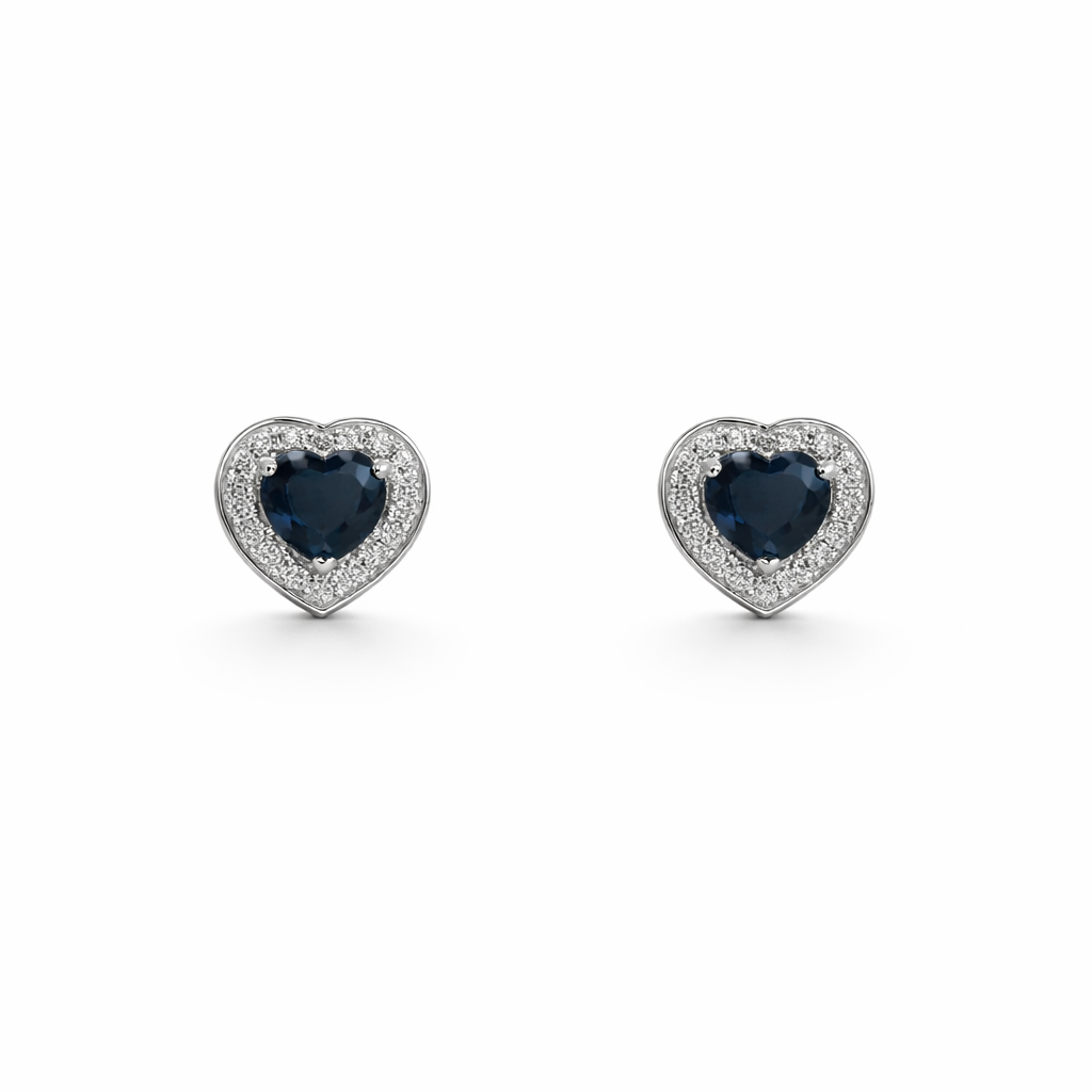 Mini Sapphire Heart Earrings