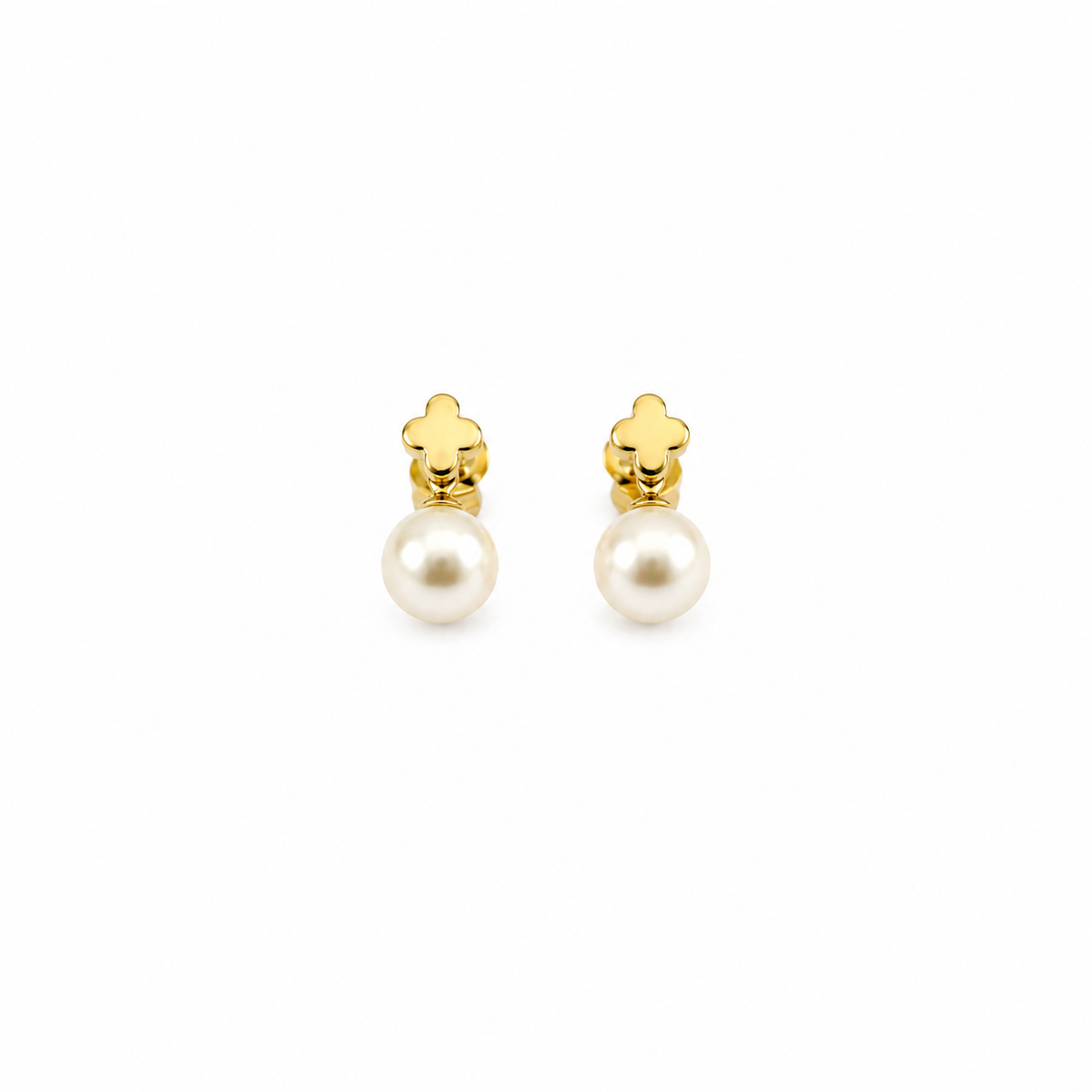 Mini Cross Pearl Earring
