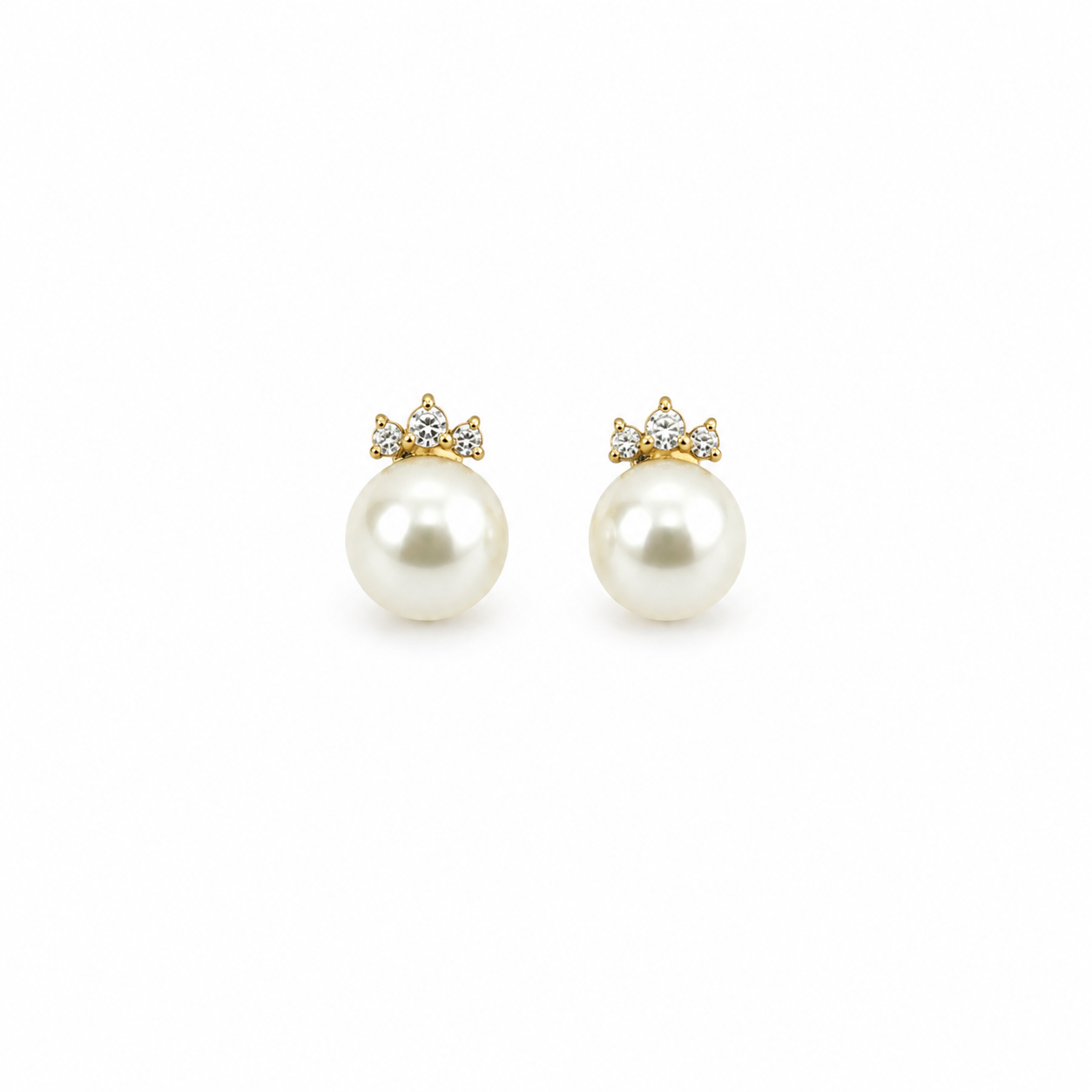 Mini Diamond Tiara Pearl Earring
