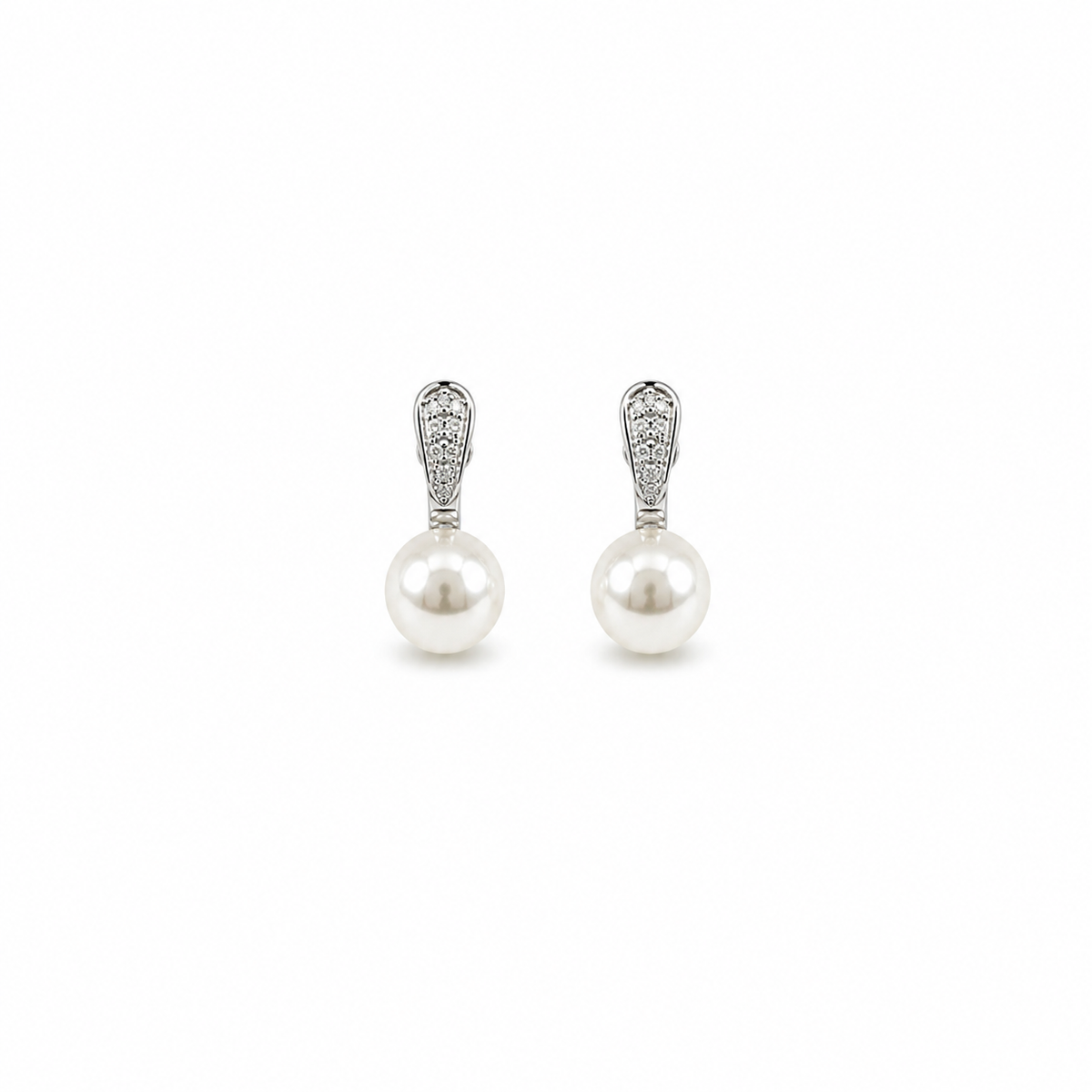 Diamond Sleeve Pearl Earring