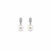 Diamond Sleeve Pearl Earring