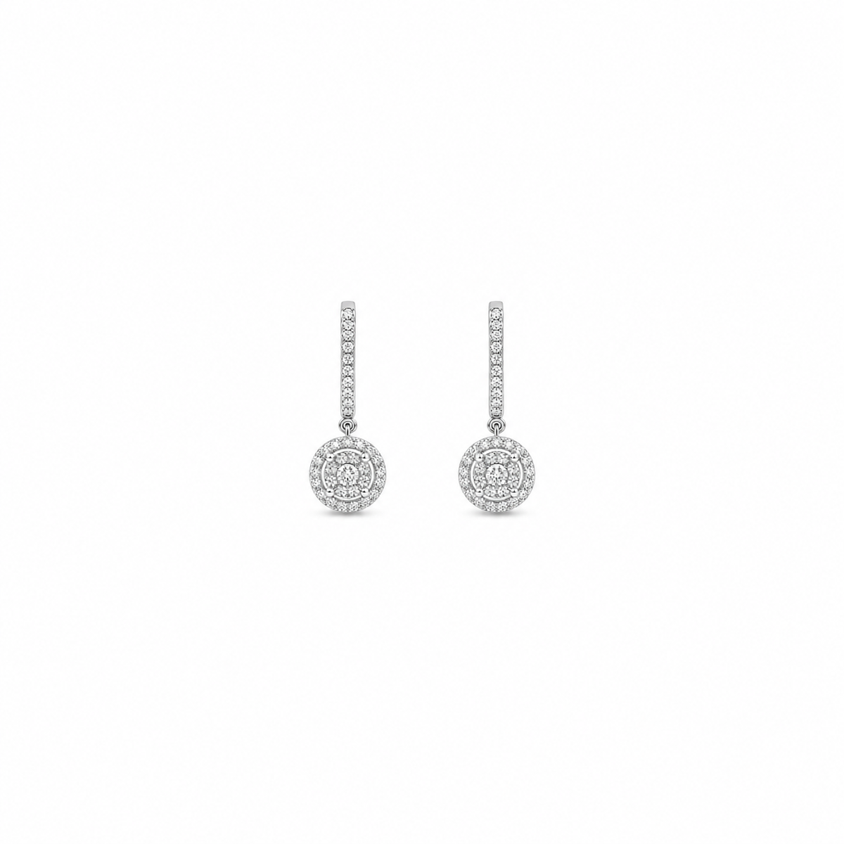 Sparkling Diamond Disc Drop Earrings