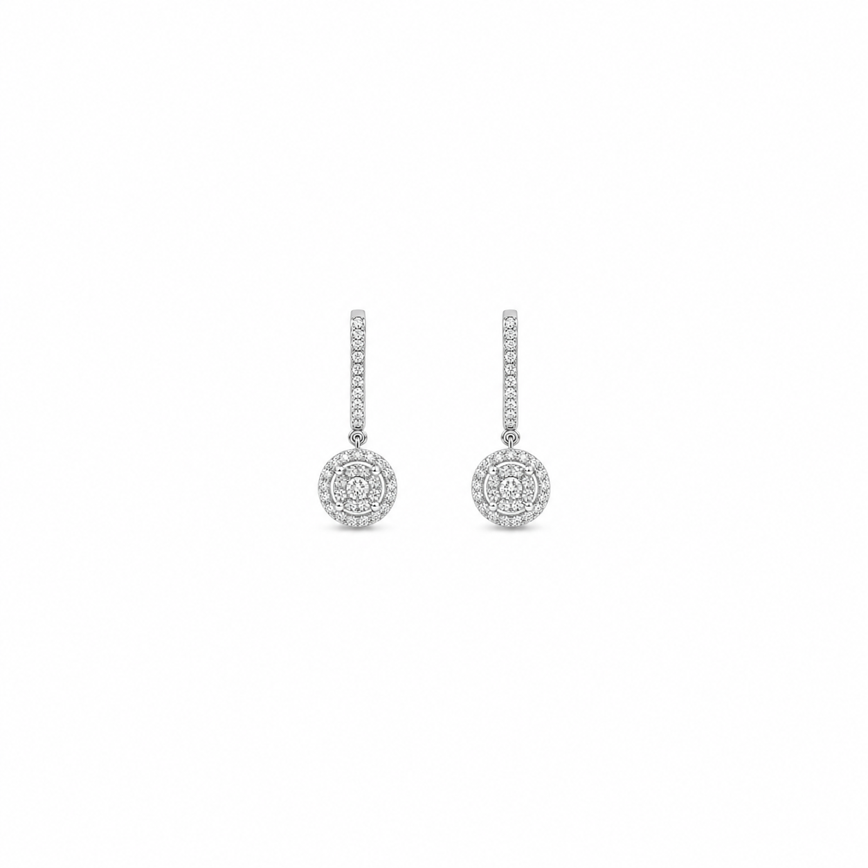 Sparkling Diamond Disc Drop Earrings