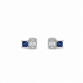 Mirror Diamond and Sapphire Stud Earrings