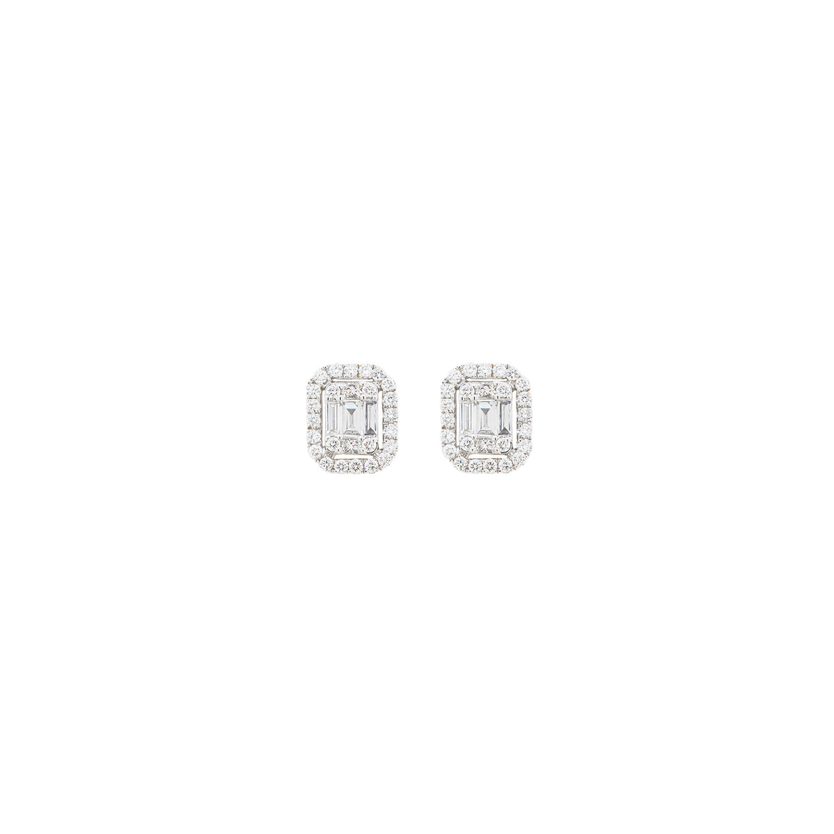 Square Diamond Stud Earrings