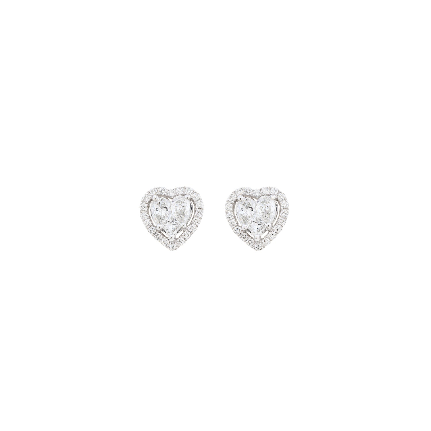 Diamond Heart-Shaped Stud Earrings