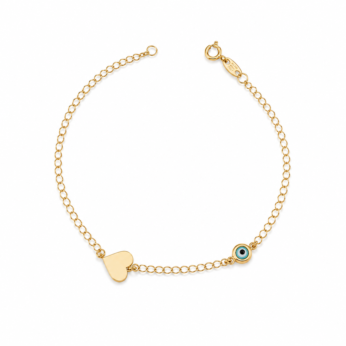 Heart and Evil Eye Bracelet