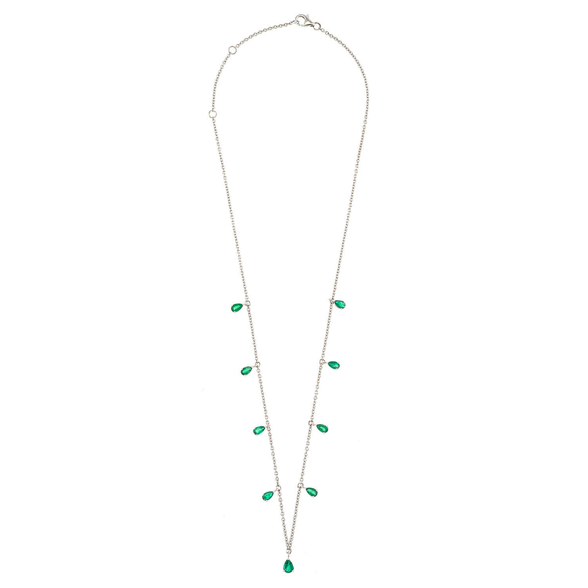 Pear Shaped Emerald Drops Necklace