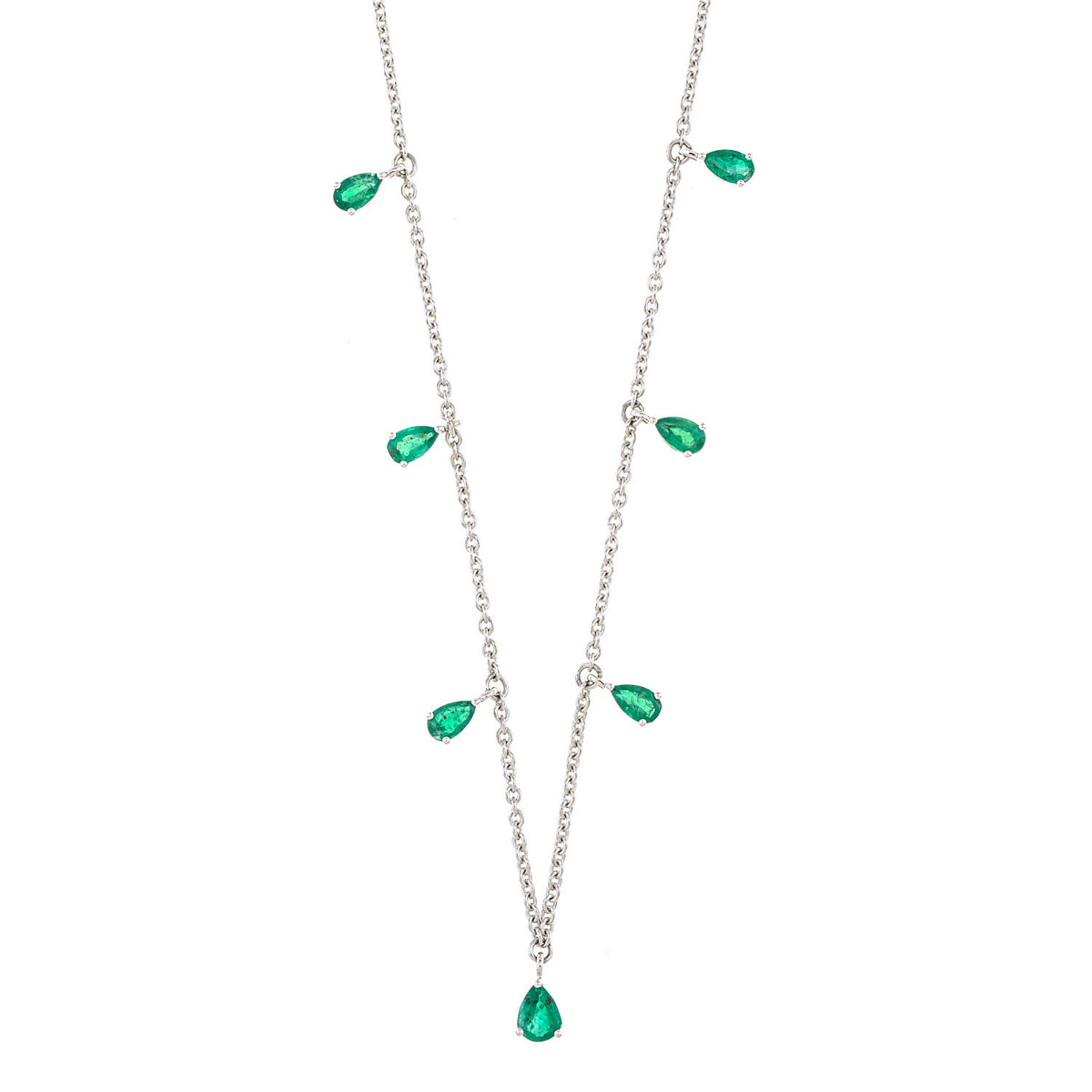 Pear Shaped Emerald Drops Necklace