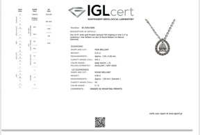 0.25ct, F, VVS2 Pear Shape Diamond Necklace
