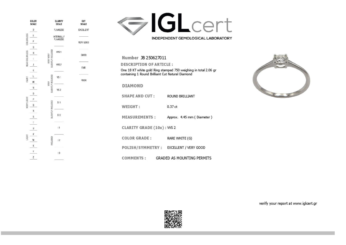 0.37CT, G, VVS2 Icon Engagement Ring