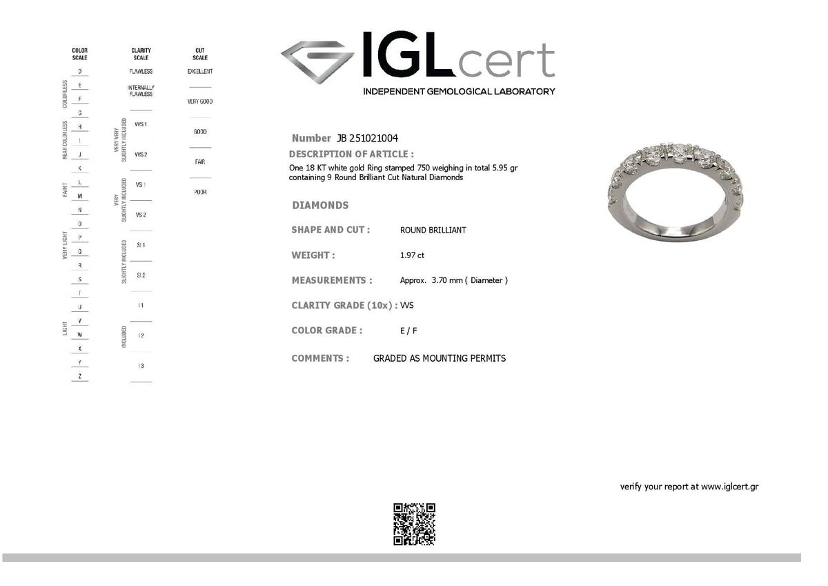 1.97CT, E/F, VVS2 ETERNITY RING