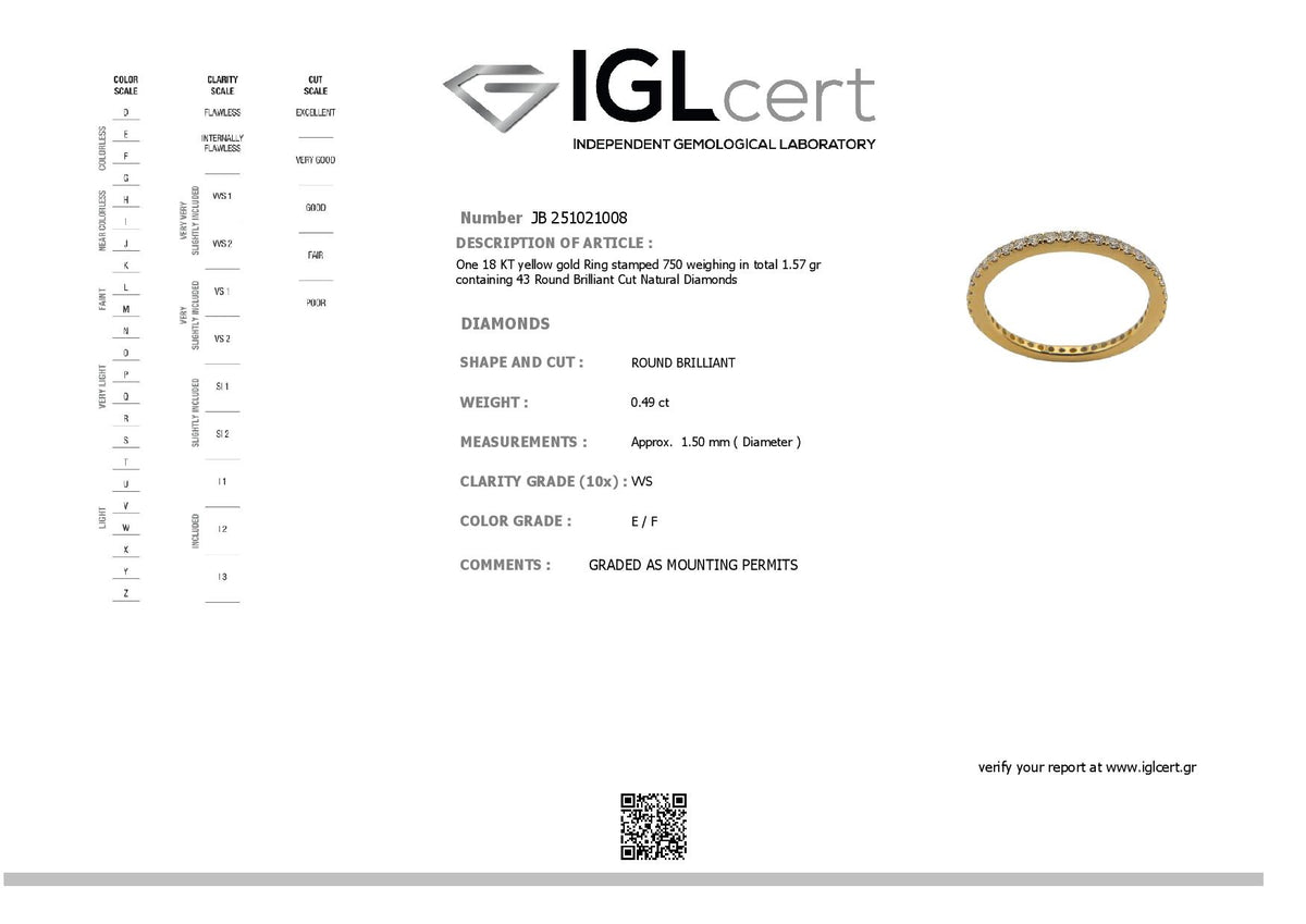 0.49ct, E/F, VVS, Diamond Eternity Ring