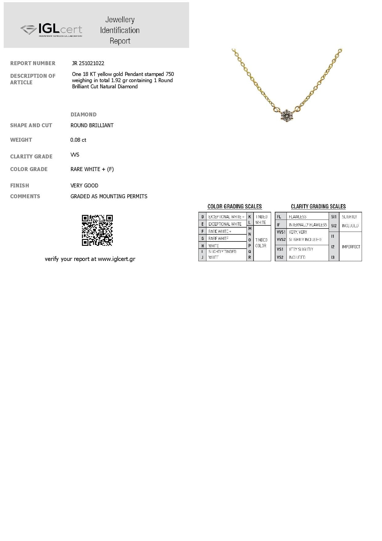 0.08CT. F, VVS DIAMOND NECKLACE