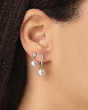 Pearl, Diamond Hoop Earring