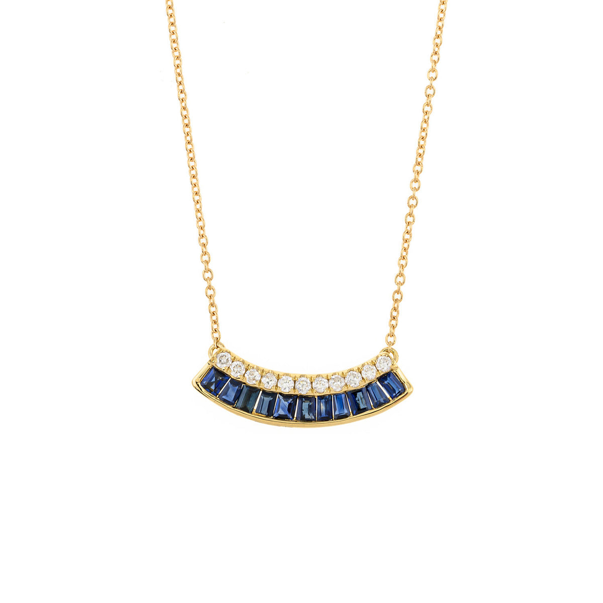 Gold and diamond bar necklace. Bar necklace. Diamond Necklace. Diamond Bar. Necklace. Fine Jewellery. Golden Hall. Greece. Athens. Χρυσή μπαρέτα. Διαμαντένια μπαρέτα. Χρυσό κολιέ. Κολιέ με διαμάντια. Sapphire necklace. Diamond and sapphire bar necklace.