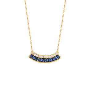 Gold and diamond bar necklace. Bar necklace. Diamond Necklace. Diamond Bar. Necklace. Fine Jewellery. Golden Hall. Greece. Athens. Χρυσή μπαρέτα. Διαμαντένια μπαρέτα. Χρυσό κολιέ. Κολιέ με διαμάντια. Sapphire necklace. Diamond and sapphire bar necklace.