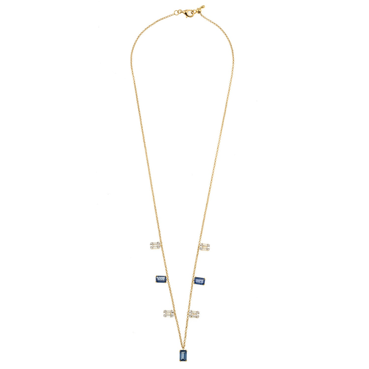 Gold and diamond bar necklace. Bar necklace. Diamond Necklace. Diamond Bar. Necklace. Fine Jewellery. Golden Hall. Greece. Athens. Χρυσή μπαρέτα. Διαμαντένια μπαρέτα. Χρυσό κολιέ. Κολιέ με διαμάντια. Sapphire necklace. Diamond and sapphire bar necklace.