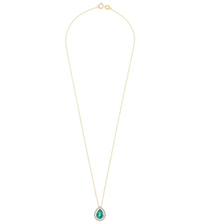 Pear Emerald and Diamonds Necklace