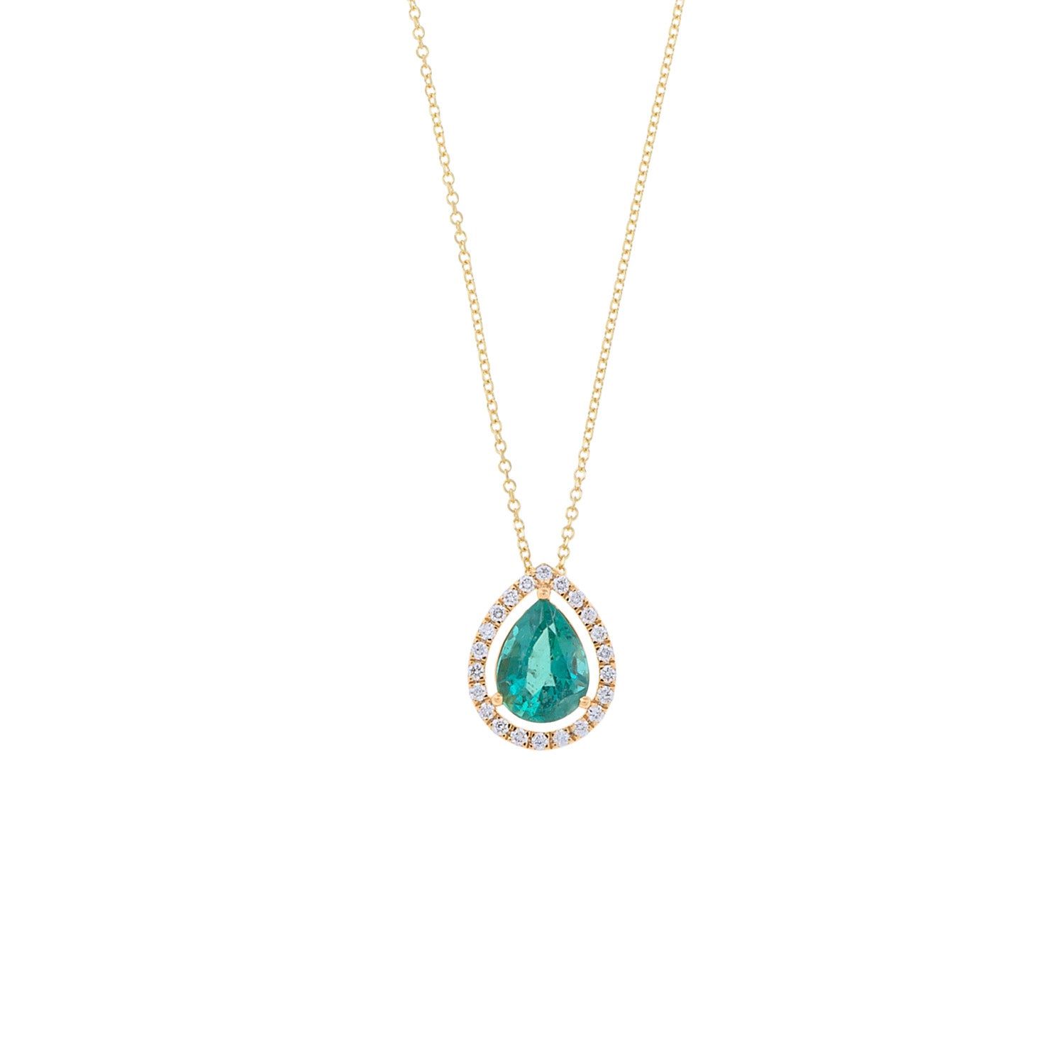 Pear Emerald and Diamonds Necklace
