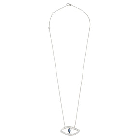 Evil Eye Necklace. Diamond Necklace. Blue Sapphires. Tear drop necklace. Fine Jewelry. Gift. Κολιέ μάτι. Κολιέ με ζαφείρια. Μάτι φυλαχτό.