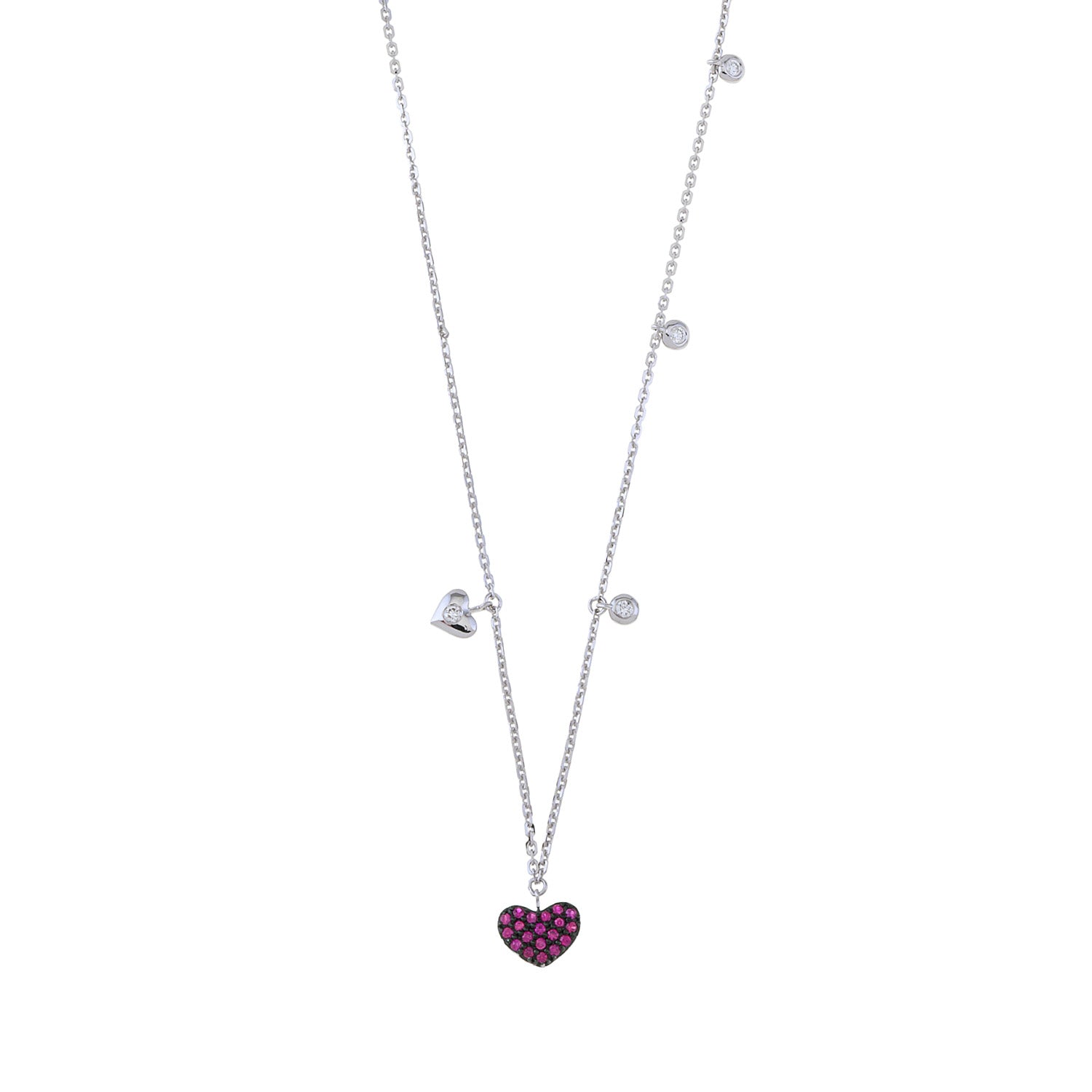 Ruby and Mini Hearts Necklace