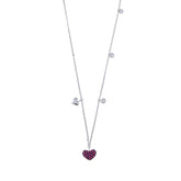 Ruby and Mini Hearts Necklace