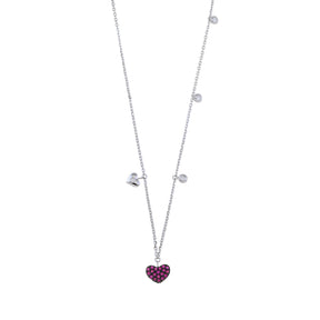Ruby and Mini Hearts Necklace